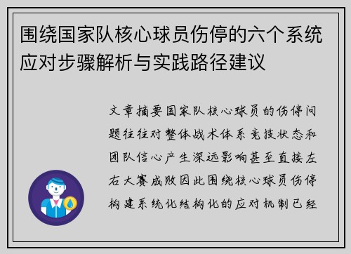 围绕国家队核心球员伤停的六个系统应对步骤解析与实践路径建议 围绕国家队核心球员伤停的六个系统应对步骤解析与实践路径建议